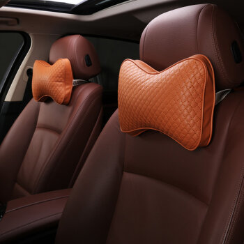 爵寧 汽車(chē)頭枕護(hù)頸枕 真皮車(chē)用靠枕車(chē)用頸枕靠枕骨頭枕 四季座椅頭枕 車(chē)枕用品汽車(chē)用品 好運(yùn)棕 日產(chǎn)瑪馳驪威騏達(dá)軒逸
